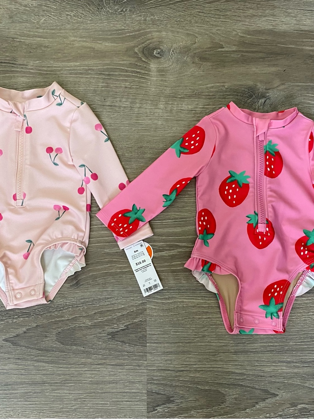 NWT 2 - Piece Lot Baby Girl Long Sleeve One-Piece Swimsuit